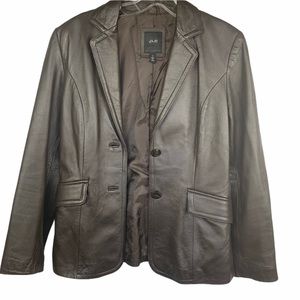 JLC New York 100% Leather Jacket Pockets Brown Size Small